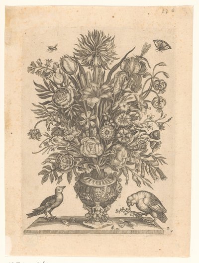 Vase avec fleurs et deux oiseaux (Vases avec fleurs) - Anonymous