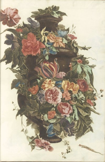 Vase entouré de guirlandes de fleurs - Anonymous