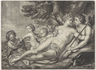 Vénus retient Adonis de la chasse - Anonymous