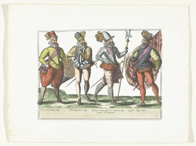 Quatre militaires espagnols en uniforme, vers 1580 - Anonymous