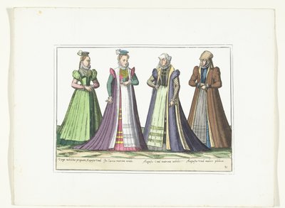 Quatre femmes vêtues à la mode allemande à Augsbourg, vers 1580 - Anonymous
