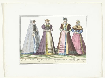 Quatre femmes habillées selon la mode allemande à Francfort, vers 1580 - Anonymous