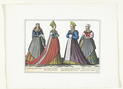 Quatre femmes vêtues à la mode allemande à Nuremberg, ca. 1580 - Anonymous