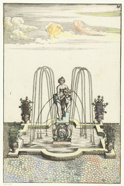 Bassin carré avec des saillies semi-circulaires - Anonymous