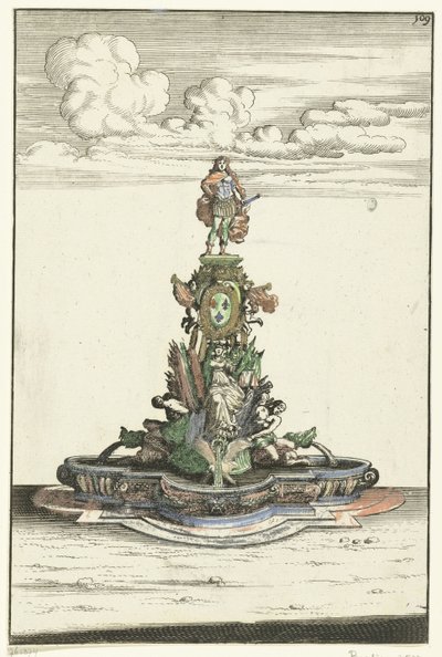 Bassin carré avec saillies semi-circulaires - Anonymous