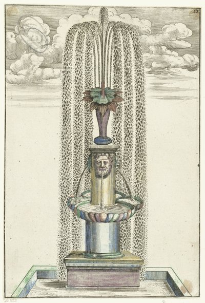 Bassin carré avec colonne sur piédestal carré - Anonymous