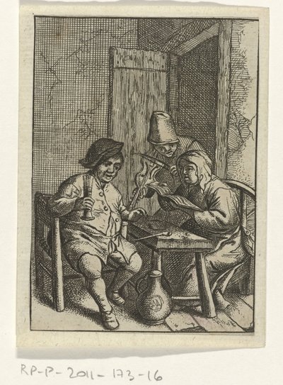Violoniste avec un couple à table - Anonymous