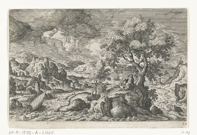 Vision sur une île (paysages avec représentations mythologiques et bibliques) - Anonymous