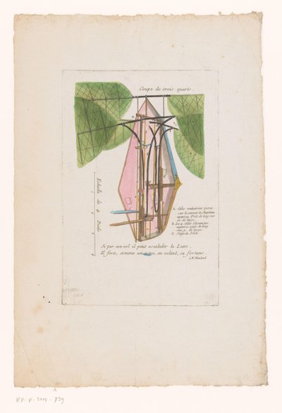 Machine volante de M. Blanchard (Coupe de trois quarts) - Anonymous