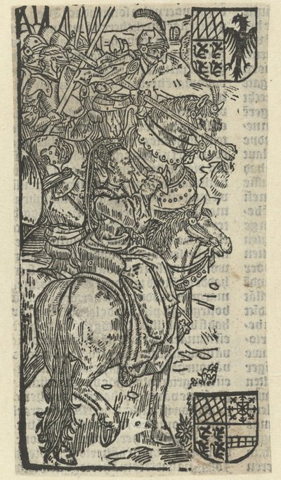 Femme et chevaliers à cheval - Anonymous