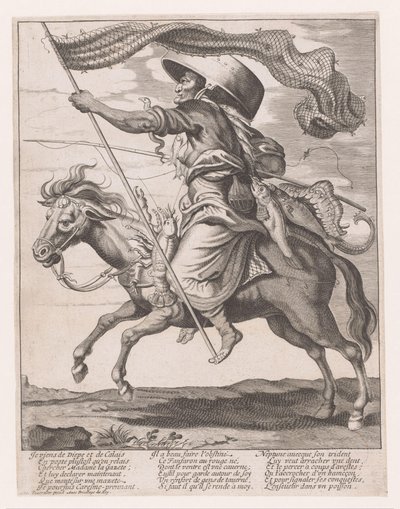 Femme à cheval, ornée de poissons et d