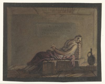 Femme assise sur son lit dans une cellule - Anonymous