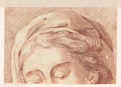 Tête de femme avec bonnet et yeux fermés - Anonymous