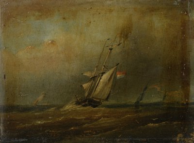 Mer agitée avec des voiliers - Anonymous