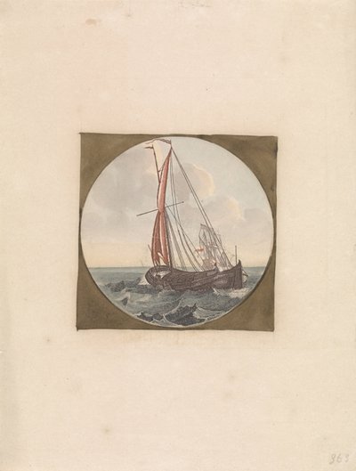 Voilier en mer, vu de derrière Navires en mer (série B) (titre de la série) - Anonymous