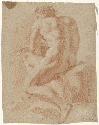 Homme nu assis, vu de dos, vers la gauche - Anonymous
