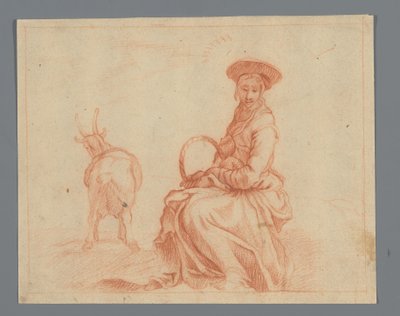 Bergère assise avec une chèvre - Anonymous