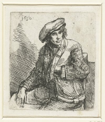 Jeune homme assis avec un sac - Anonymous