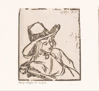 Homme assis avec un chapeau - Anonymous
