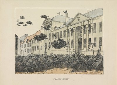 Corbeaux noirs fuyant le Collegium Philosophicum, 1829 Facultatif - Anonymous
