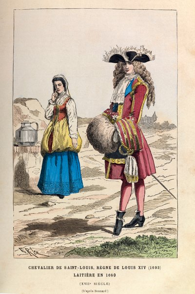 Un chevalier de Saint Louis (1693) et une laitière (1680) sous le règne de Louis XIV au 17ème siècle - Anonymous Anonymous