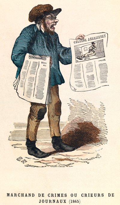 Un crieur de journaux en 1845, gravure - Anonymous Anonymous