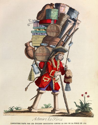 Admirez La Force Caricature faite par les apothicaires de Paris contre le duc de La Force en 1721 (règne du roi Louis XV) - Anonymous Anonymous