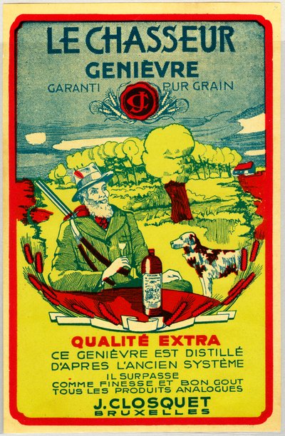Autocollant publicitaire pour le genièvre de Belgique - Anonymous Anonymous