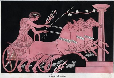 Grèce antique - Une course de chars - gravure de "Usi e Costumi di Tutti i Popoli dell