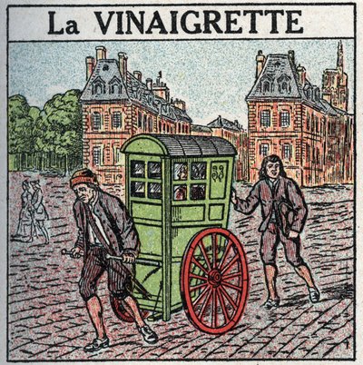 Traction animale : la chaise roulante ou « dressing » aux 17ème-18ème siècles. Illustration anonyme de 1925. Collection privée. - Anonymous Anonymous