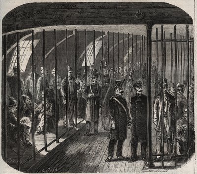 Arrivée des forces à bord pendant le convoi de Toulon à Cayenne (Guyane) en vertu du décret du 8 décembre 1851. Gravure dans « Histoire des bagnes depuis leur création à nos jours » (1877) par Pierre Zaccone (1817-1895) - Anonymous Anonymous