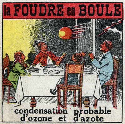 Électricité atmosphérique : foudre en boule. Illustration anonyme de 1925. Collection privée. - Anonymous Anonymous