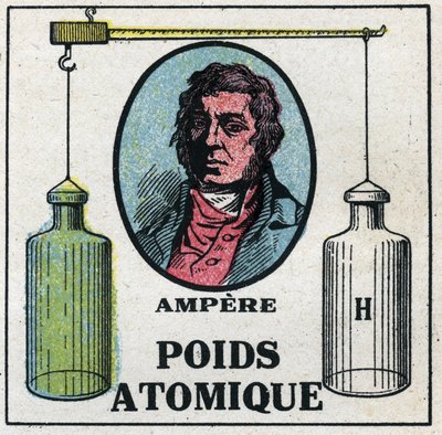 Atomes : Le poids atomique par André-Marie Ampère (1775-1836). Illustration anonyme de 1925. Collection privée. - Anonymous Anonymous