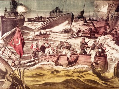 Bataille de Kunfuda : bataille navale des 7 et 8 janvier 1912, pendant la guerre italo-turque (1911-1912), en mer Rouge, devant le port de Kunfuda, Arabie Saoudite - Anonymous Anonymous