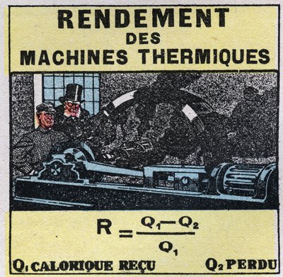 Calorimétrie : efficacité des machines thermiques. Illustration anonyme de 1925. Collection privée. - Anonymous Anonymous