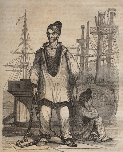 Condamnations à perpétuité au bagne de Rochefort au XIXème siècle. Gravure dans « Histoire des bagnes depuis leur création à nos jours » (1877) par Pierre Zaccone. Collection privée. - Anonymous Anonymous
