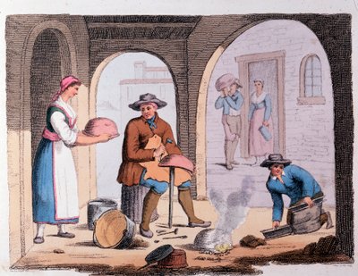 Métiers : le chaudronnier. Gravure du 19ème siècle Collection privée - Anonymous Anonymous