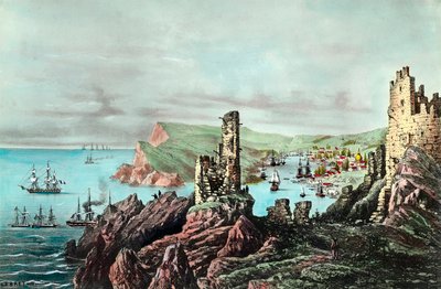 Guerre de Crimée : vue du port de Balaklava en Crimée. Gravure vers 1854-1855. Collection privée - Anonymous Anonymous