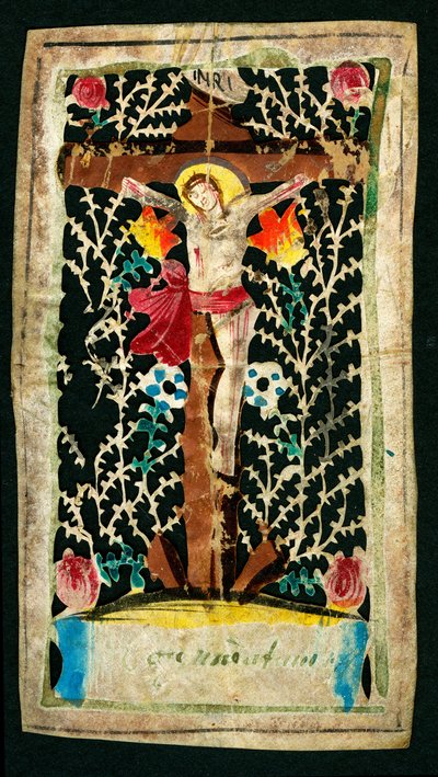 Crucifixion. Image pieuse dans le canal. Inscriptions INRI. Collection privée - Anonymous Anonymous
