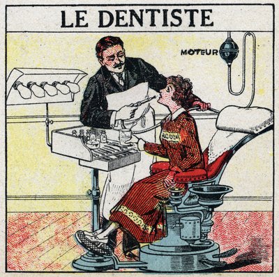 Outils électriques : le dentiste. Illustration anonyme de 1925. Collection privée. - Anonymous Anonymous