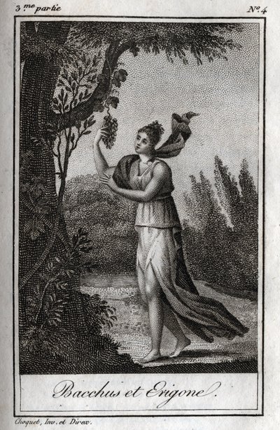 Érigo et Bacchus, gravure de 1819 dans « Lettres à Émilie sur la mythologie » par Charles Albert Demoustier (1760-1801). Collection privée - Anonymous Anonymous
