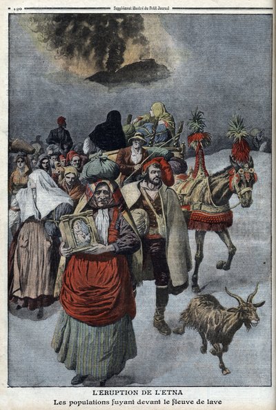 Éruption du mont Etna, illustration tirée de « Le Petit Journal », supplément illustré - Anonymous Anonymous