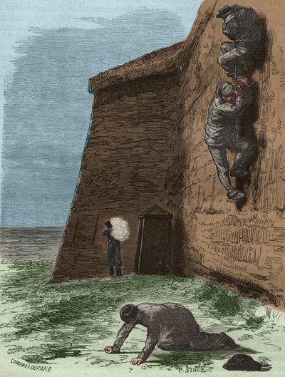 Évasion du bagne de Rochefort au XIXème siècle. Gravure dans « Histoire des bagnes depuis leur création à nos jours » (1877) par Pierre Zaccone. Collection privée. - Anonymous Anonymous