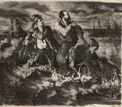 Évasion du bagne de Belle-Île-en-Mer au XIXème siècle. Gravure dans « Histoire des bagnes depuis leur création à nos jours » (1877) par Pierre Zaccone. - Anonymous Anonymous