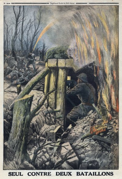 Première Guerre mondiale 1914-1918. Un officier français combat seul contre deux bataillons de l