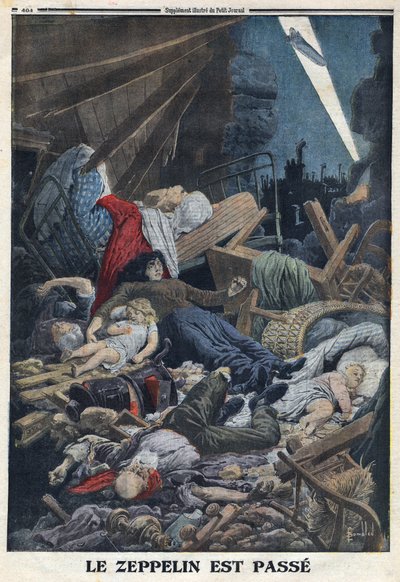 Première Guerre mondiale 1914-1918. Population civile tuée chez elle par le bombardement d