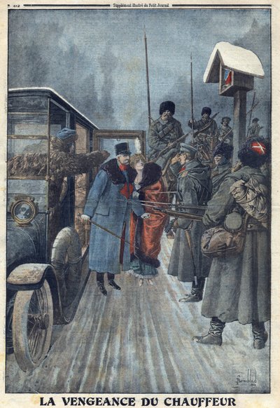 Première Guerre mondiale 1914-1918. Dénoncé par son chauffeur qui voulait se venger de ses mauvais traitements, le général autrichien Skarbonovich est fait prisonnier dans un camp russe. Dans « Le Petit Journal », le 20/02/1916. Collection privée - Anonymous Anonymous