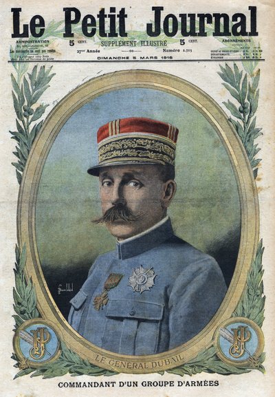 Première Guerre mondiale 1914-1918. Portrait du général Auguste Dubail (1851-1934). Dans « Le Petit Journal », le 5/03/1916. Collection privée - Anonymous Anonymous
