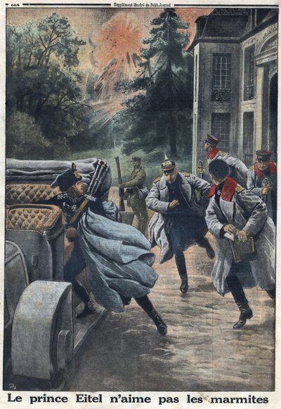 Première Guerre mondiale 1914-1918. Le prince Eitel Frédéric de Prusse (1883-1942) fuit à l