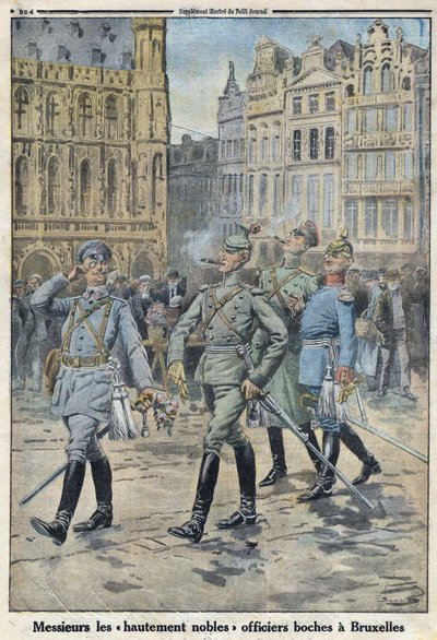 Première Guerre mondiale 1914-1918. Les officiers allemands à Bruxelles représentés comme des 